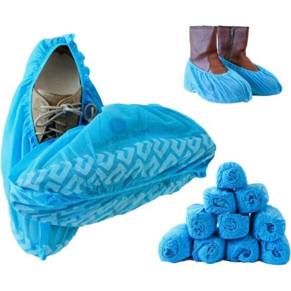 Disposable Shoe Covers 100 Pack Non Slip Waterproof Booties One Size Fits Most - Picture 1 of 8